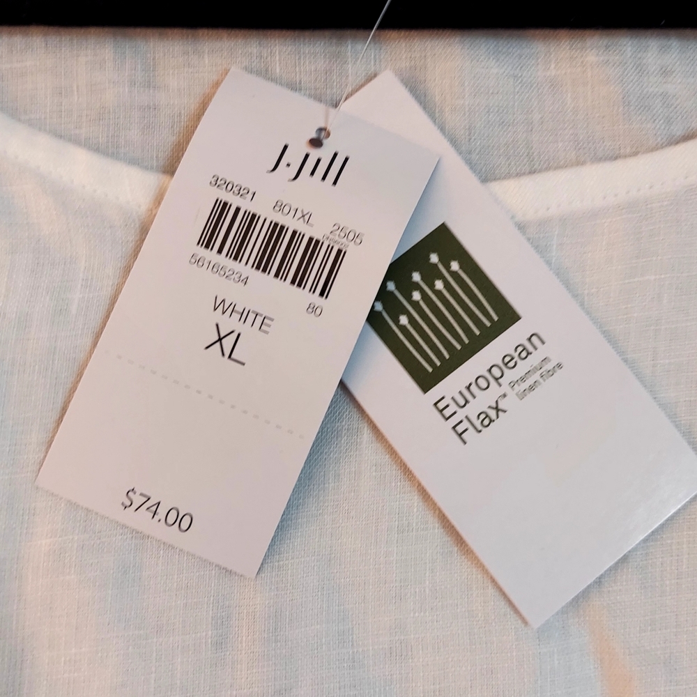 J Jill purejill Linen Popover Top White XL - Picture 5 of 7